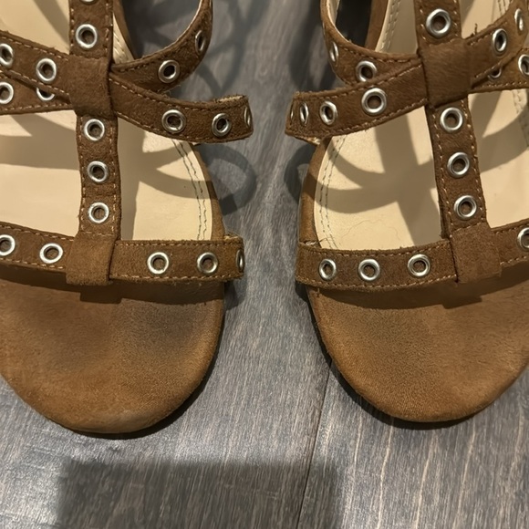 Sugar Rock N Roll 3 1/4 inch heels size 8.5 M brown, wrap at the ankle and foot - Picture 4 of 8